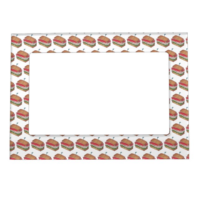 Turkey Club Sandwich Restaurant Diner Foodie Food Magnetic Photo Frame (Front)