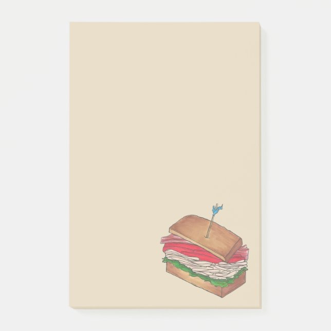 Turkey Club Sandwich Restaurant Diner Foodie Food Post-it Notes (Front)
