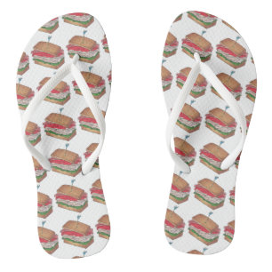 Turkey Club Sandwiches Sandwich Print Diner Food Flip Flops