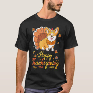 Turkey Corgi Dog Happy Halloween Thanksgiving Day T-Shirt