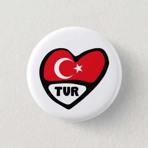 Turkey Country Code Flag Heart Pin Badge TUR