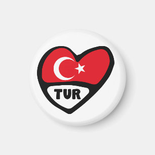 Turkey Country Code Flag Heart, TUR Magnet