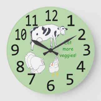 Turkey Cow Chicken Eat more Veggies Wall Clocks