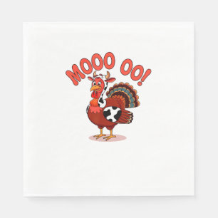 Turkey Cow Moo Funny Thanksgiving Napkins