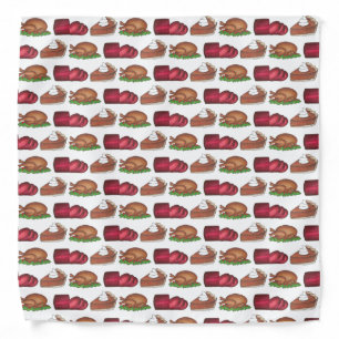 Turkey Cranberry Pumpkin Pie Thanksgiving Dinner Bandana