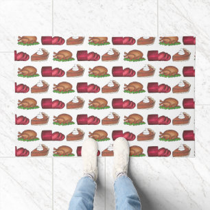 Turkey Cranberry Pumpkin Pie Thanksgiving Dinner Doormat