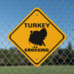 Turkey Crossing Roadway Street Warning Metal Sign