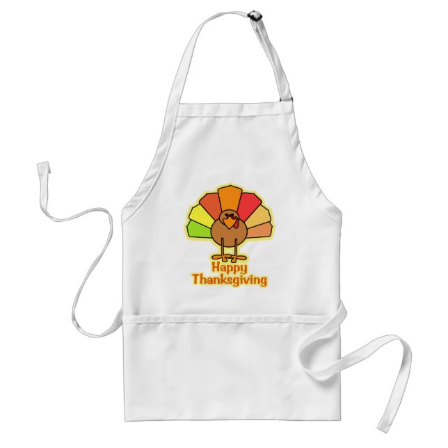Turkey Cute Cartoon Happy Thanksgiving Design Adult Apron (Front)