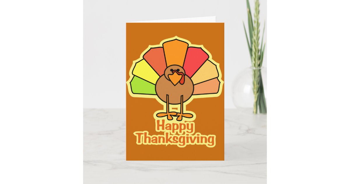 Turkey Cute Cartoon Happy Thanksgiving Design Holiday Card
