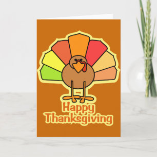 Turkey Cute Cartoon Happy Thanksgiving Design Holiday Card