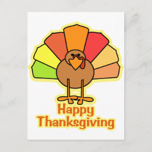Turkey Cute Cartoon Happy Thanksgiving Design Holiday Postcard