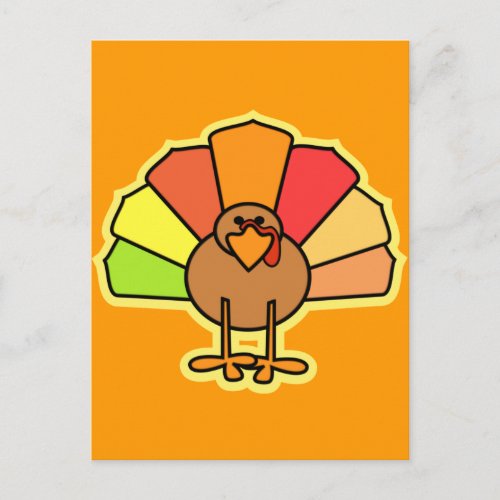 Turkey Cute Cartoon Thanksgiving Design Holiday Postcard