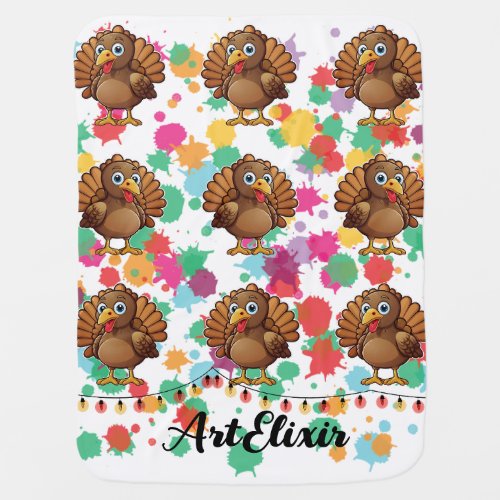 Turkey Cute Kawaii Brown Print Baby Blanket