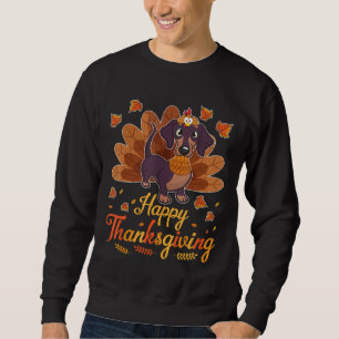 Turkey Dachshund Dog Happy Halloween Thanksgiving  Sweatshirt