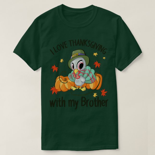 Turkey Dancing Pumpkins I Love Thanksgiving With M T-Shirt (Design Front)