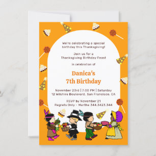 Turkey Day Birthday Bash Invitation for Kids
