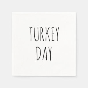 Turkey day black simple handwriting thanksgiving napkins
