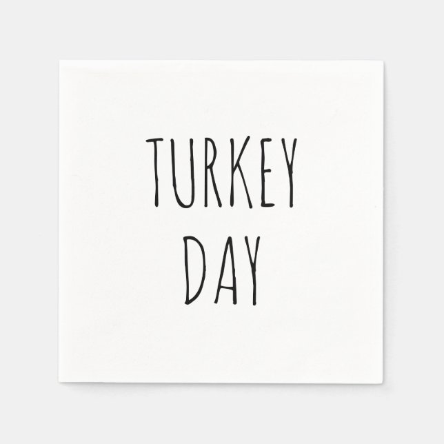 Turkey day black simple handwriting thanksgiving  napkins (Front)