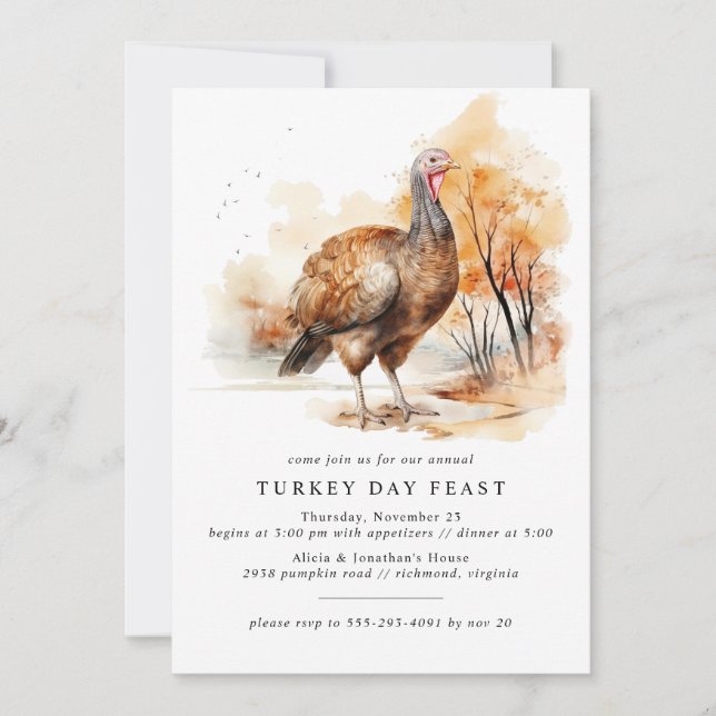 Turkey Day | Fall Friendsgiving or Thanksgiving Invitation (Front)