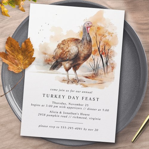 Turkey Day  Fall Friendsgiving or Thanksgiving Invitation