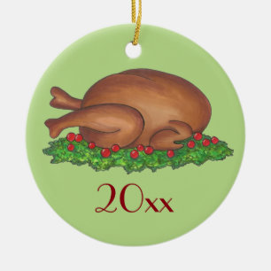Turkey Day Thanksgiving Christmas Holiday Dinner Ceramic Ornament