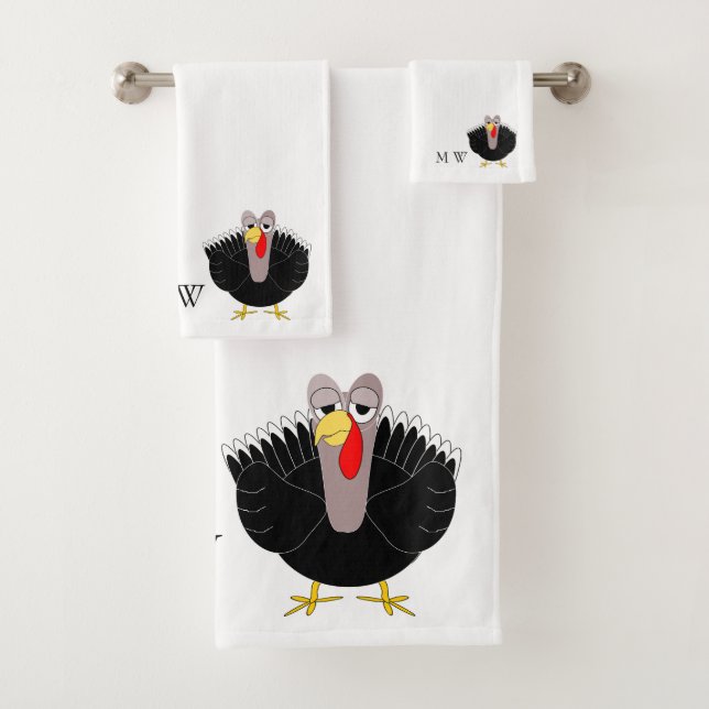 Turkey Design Monogrammed Bath Towel Set (Insitu)