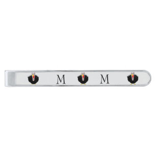Turkey Design Monogrammed Silver Finish Tie Bar