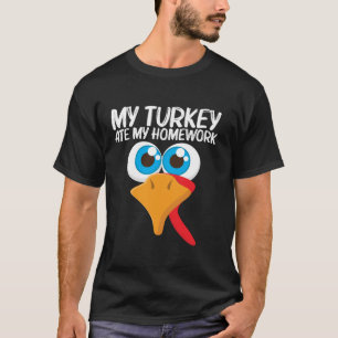 Turkey Designs Kids Boys Girls Bird Turkey Face Fo T-Shirt