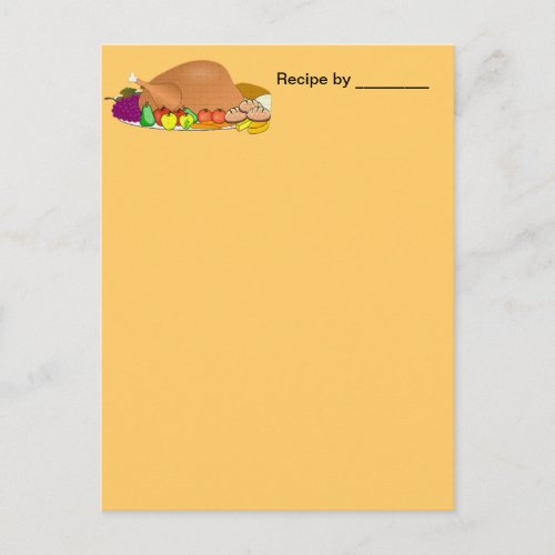 Turkey Dinner Recipe Blank Card