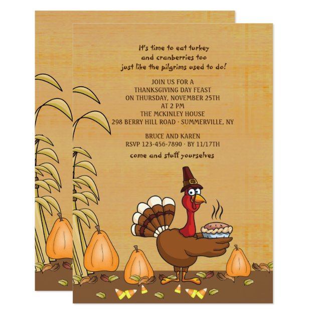 Turkey Dinner Time Thanksgiving Invitation