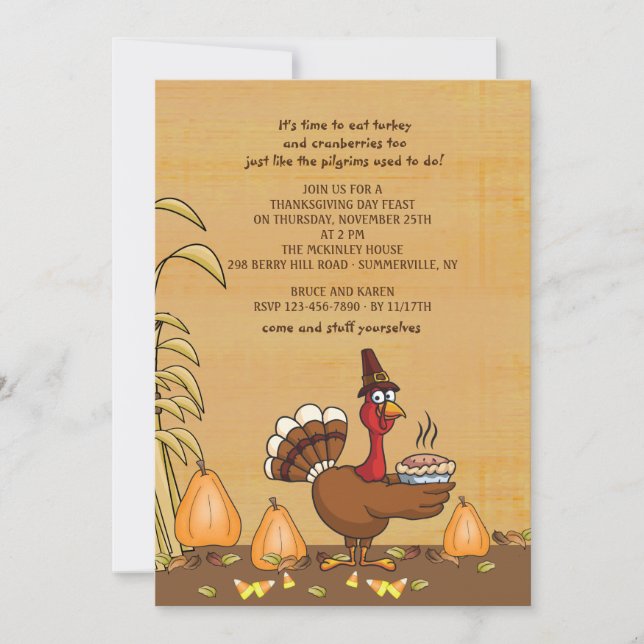 Turkey Dinner Time Thanksgiving Invitation (Front)