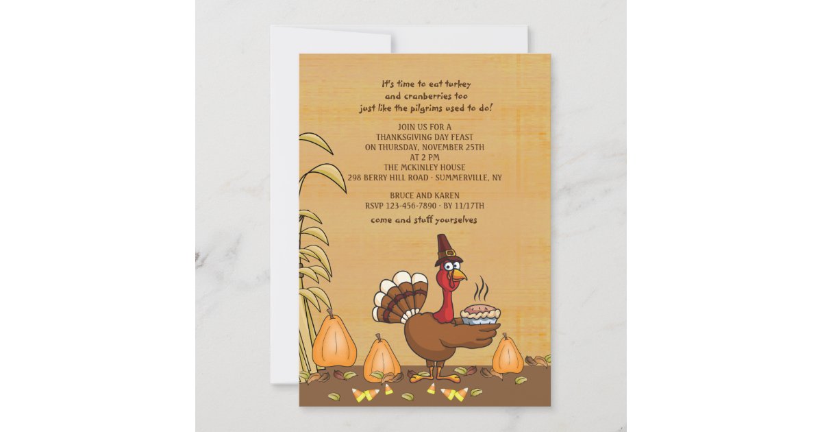 Turkey Dinner Time Thanksgiving Invitation | Zazzle