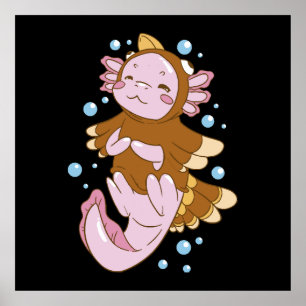 Turkey Disguise Axolotl Fun Poster