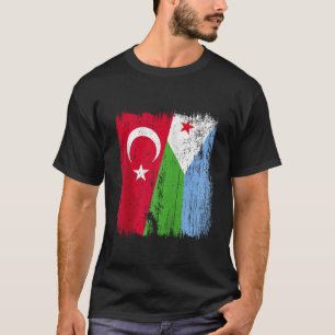 Turkey Djibouti Half Flag Turkish Djiboutian Pride T-Shirt