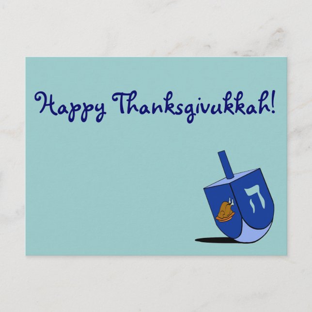 Turkey Dreidel Postcard. Holiday Postcard (Front)