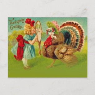 Turkey dressed up holiday postcard