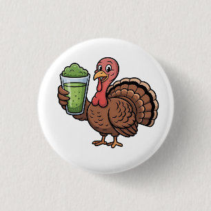 Turkey Drinking Matcha Lovers Thanksgiving Button