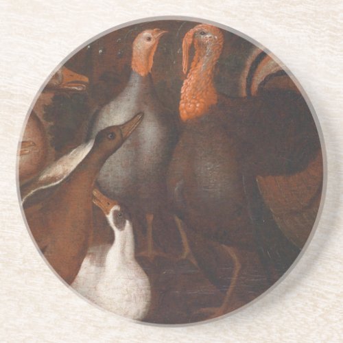 Turkey Ducks pigeon Thanksgiving Round Coaster