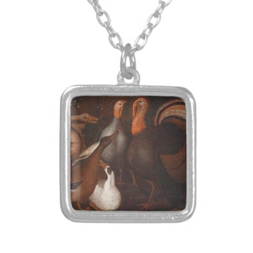 Turkey Ducks Pigeon Thanksgiving Square Necklace