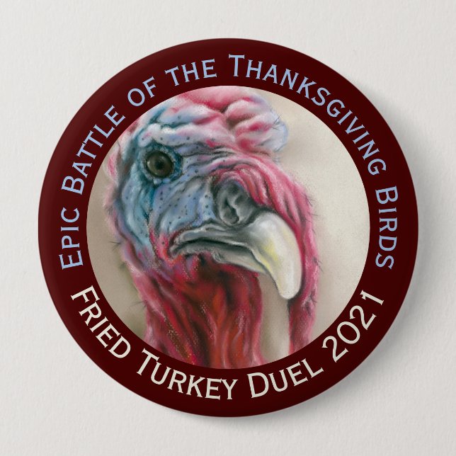 Turkey Duel Holiday Cook Off Pinback Button (Front)