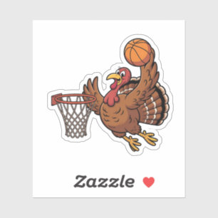 Turkey Dunking Basketball Sport Thanksgiving lover Sticker