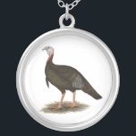 Turkey:  Eastern Wild Tom Silver Plated Necklace<br><div class="desc">The eastern is the largest race of the wild turkey clan.</div>