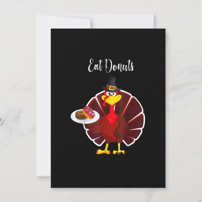 Turkey Eat Donuts Funny Mexican Sombrero Thanksgiv Invitation (Front)
