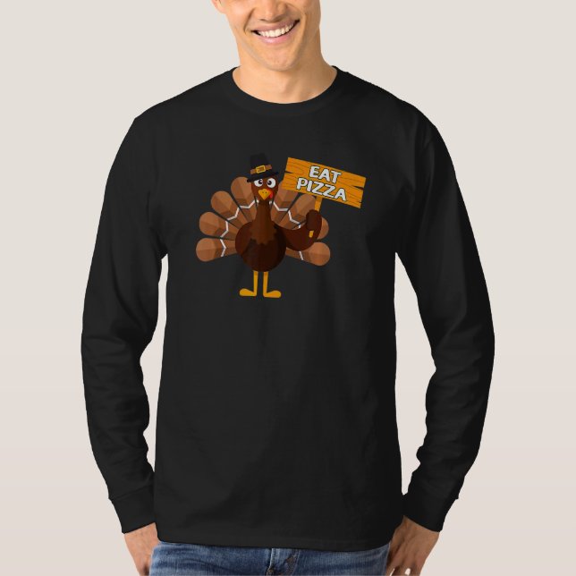 Turkey Eat Pizza Adult Vegan Kids  Thanksgiving  1 T-Shirt (Front)