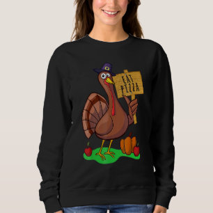 Turkey Eat Pizza Adult Vegan Kids  Thanksgiving 7 Sweatshirt