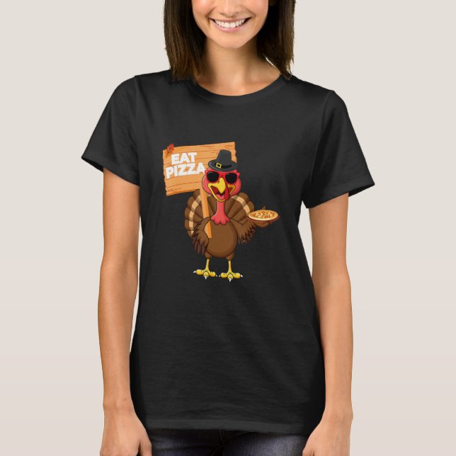 Turkey Eat Pizza Adult Vegan Kids  Thanksgiving s T-Shirt (Front)