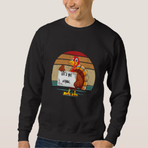 Turkey Eat Pizza Adult Vegan Kids  Thanksgiving Sweatshirt