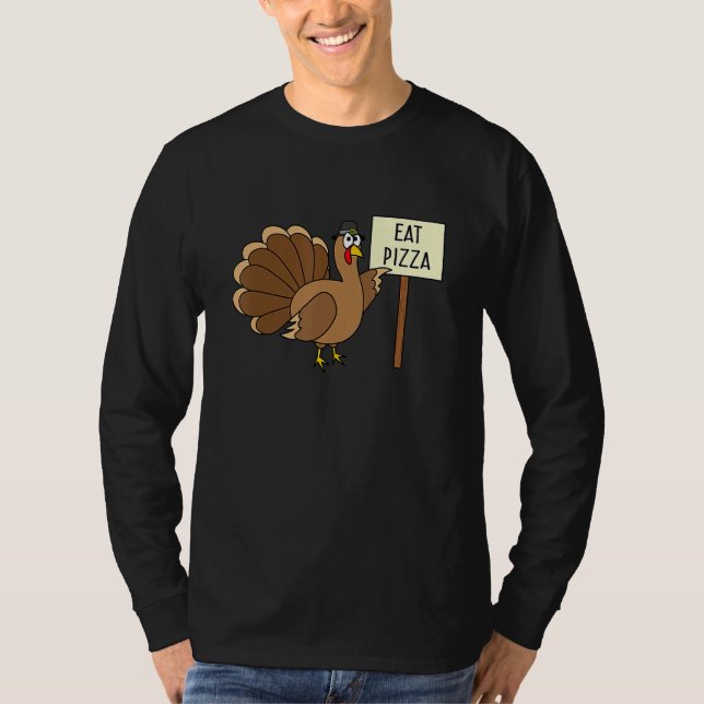Turkey Eat Pizza Adult Vegan Kids   Thanksgiving T-Shirt (Front)