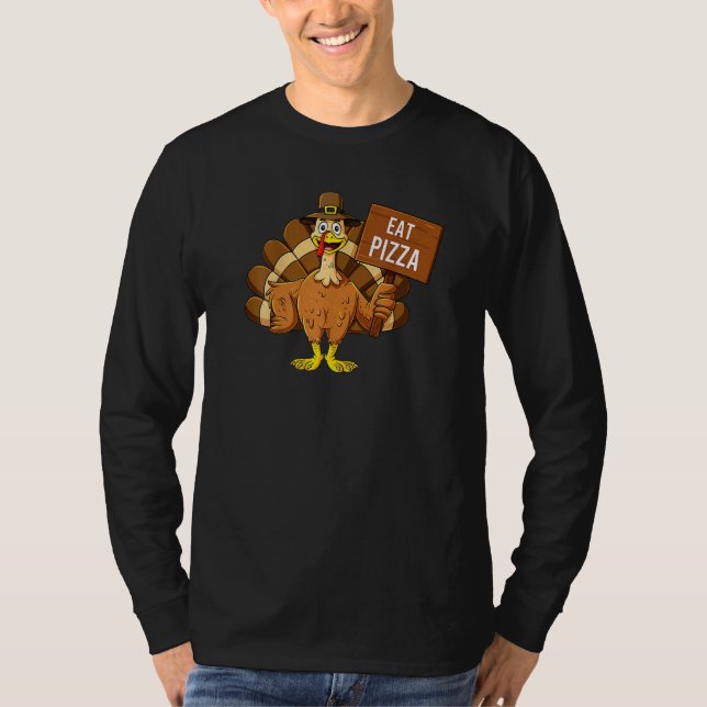 Turkey Eat Pizza Adult Vegan Kids   Thanksgiving   T-Shirt (Front)