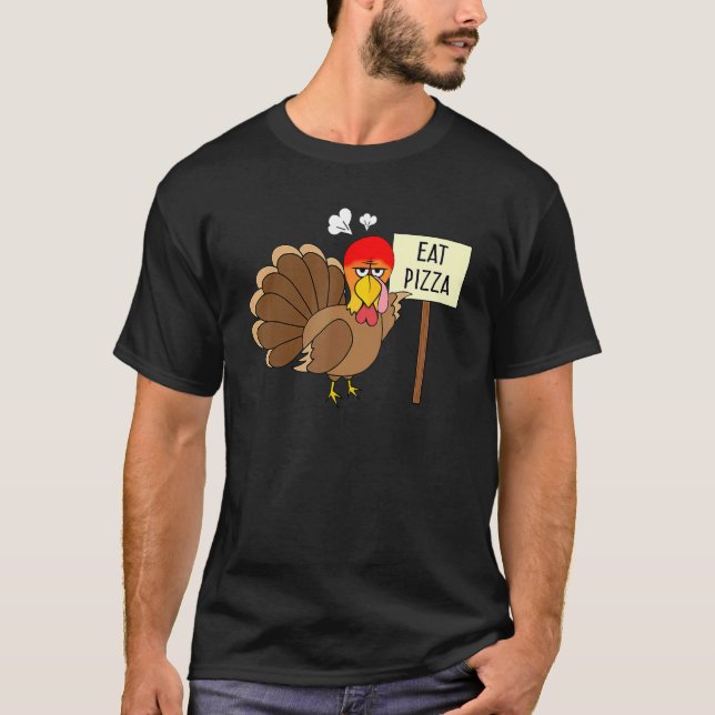 Turkey Eat Pizza Adult Vegan Kids  Thanksgiving Wo T-Shirt (Front)